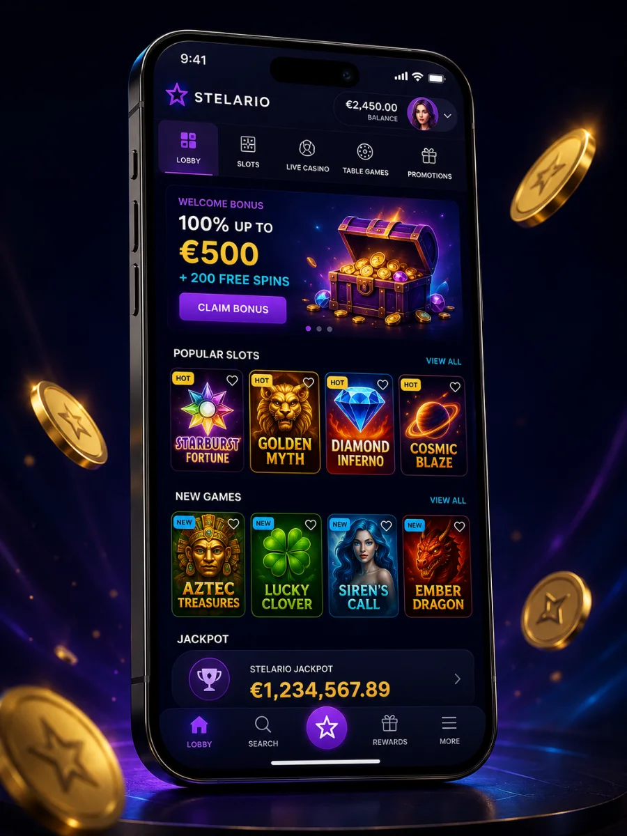 Stelario Mobile Casino auf dem Smartphone